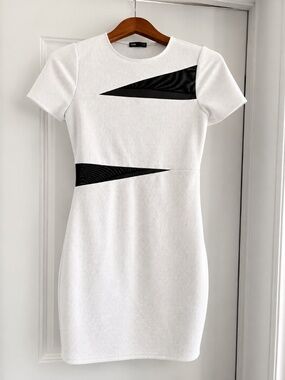 Express White & Black Textured Sheath Dress